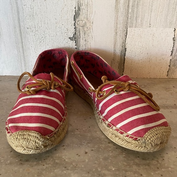 Sperry Top Sider Katama Espadrilles Red White 8M - Picture 1 of 9